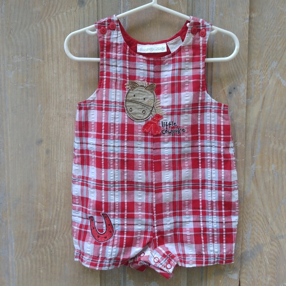 Red Plaid Shorts Overalls